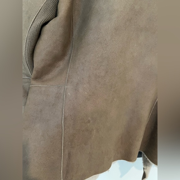 Vince Spanish Merino Lamb Shearling Cascade Drape Jacket Classic Luxury SZ L - Picture 13 of 14